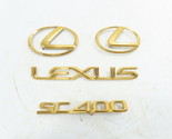 96 Lexus SC400 #1262 Emblem Set, &quot;SC400&quot; Trunk Hood Badge Gold OEM - £95.25 GBP
