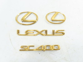 96 Lexus SC400 #1262 Emblem Set, &quot;SC400&quot; Trunk Hood Badge Gold OEM - £94.98 GBP
