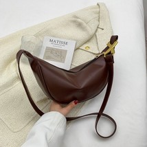 2023 New Solid Color Women  Bags  Messenger Bags Pu Leather Texture Crescent Bag - £49.50 GBP