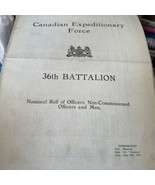 Canadian Expeditionary Force 36TH Battalion Nominal Roll Officers Non-Co... - $105.92