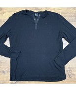 Zyia Active Shirt Mens L Black Henley Button Long Sleeve Cotton Stretch ... - $26.74 CAD