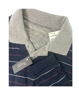 Dockers Premium 2 in 1 Long Sleeve Striped Polo Shirt Gray Collar Mens M... - $22.99