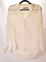Quince Womens Silk Notch Collar Blouse XS Ivory - £38.81 GBP