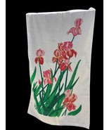 Floral Cotton Bath 24 x 42in off white Towel With Pink &amp; Green Iris Design - €15,50 EUR