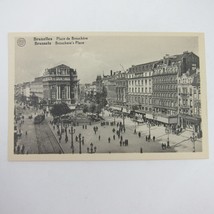 Postcard Brussels Belgium Brouckere&#39;s Place Square Anspach Fountain Antique - £6.25 GBP