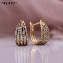 PATAYA New Trend Black Earrings 585 Rose Gold Color Women Gift Wedding Fashion J - £18.77 GBP