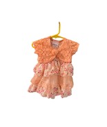 Little Lass Girls Infant Baby Size 12 months Orange Dress Tiered Floral ... - £15.56 GBP