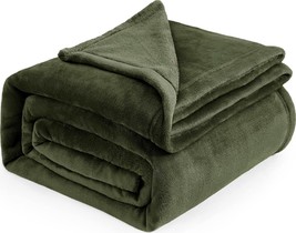 Bedsure Fleece Blanket Queen Blanket Olive Green - Bed Soft - £39.88 GBP