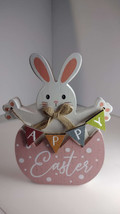 &quot;Happy Easter&quot; Bunny ~ Easter Wood Art Home Decor ~ BRAND NEW! - £7.52 GBP