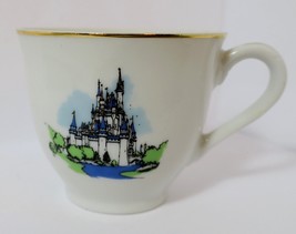 Walt Disney Productions Tea Cup Cinderellas Castle Souvenir Gold Rim World Japan - £16.42 GBP