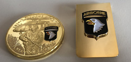 US Army Airbrne Screaming Eagles coin And Money Clip. - £11.89 GBP