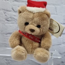 Russ Caress Soft Bears Teddy with Santa Hat Plush Stuffed Animal - £9.49 GBP