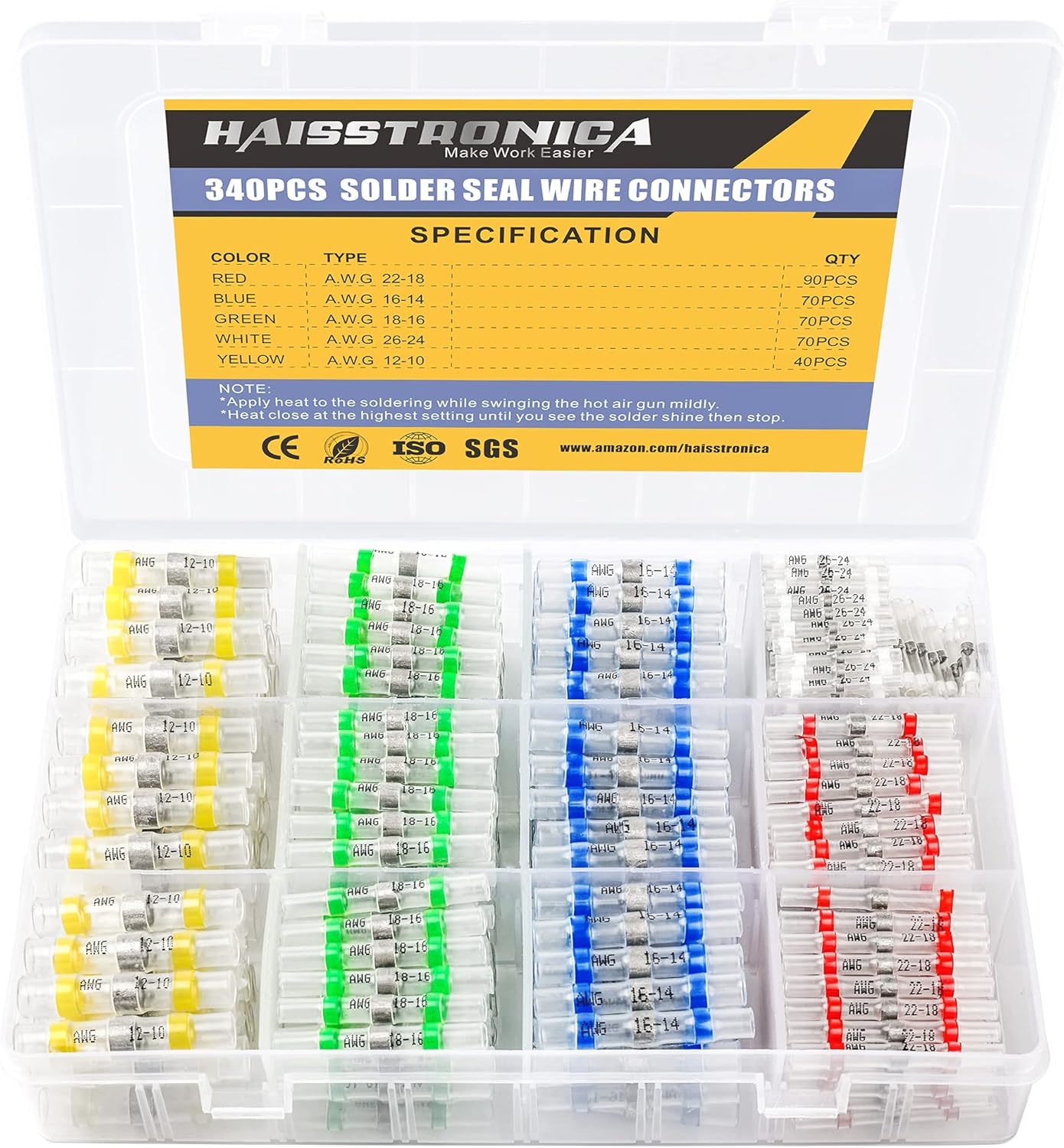 Haisstronica Marine Grade Heat Shrink Wire Connectors, Butt Splice Wire - $31.97