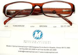 NEW MODERN OPTICAL TOMORROW BROWN EYEGLASSES GLASSES PLASTIC FRAME 53-17... - $13.37