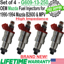 NEW OEM Mazda x4 Fuel Injectors for 1990-94 Mazda MPV, B2600 2.6L I4 G609-13-250 - £166.28 GBP