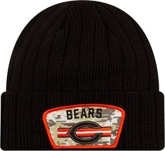 Mens New Era Chicago Bears Salute to Service Knit Beanie - BLACK - OSFM - £17.68 GBP
