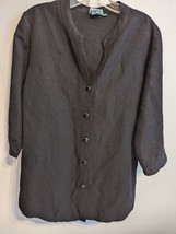 Hot Cotton Womens Linen Black Gothic Button Up Shirt Top Blouse SizeM 3/... - £19.30 GBP