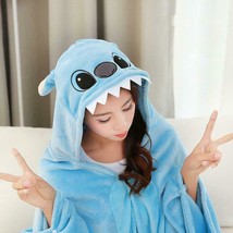 Wearable Weighted Blanket Coral Fleece Fabric Blanket With Hooded Cute Cartoon - £23.65 GBP+