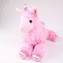 Aurora Llama Unicorn Pink Plush Stuffed Animal 12&quot; Inch Long With Shiny Feet  - £8.09 GBP