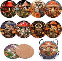 8PCS Mushroom Diamond Painting Coasters Kit, Owl Diamond Painting Coasters with - £15.96 GBP