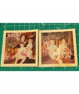 Vintage found photo snapshot 1960s two children christmas tree siblings - £9.63 GBP