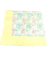 Vintage Baby Blanket Quilt Nursery Yellow Pastel Quilted Blocks Animals ... - $711.36 MXN