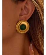 18K Gold-Plated Stainless Steel Agate Geometric Earrings - $30.44 CAD