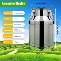 30L Stainless Steel Milk Can Jug Bucket Wine Pail Oil Liquid Storage Con... - $160.99