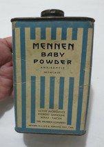 Vintage MENNEN  baby powder Antiseptic Blue &amp; White 9. oz  Tin/Cardboard - £11.79 GBP
