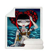 Cool Painting Pretty Pirate Polly Tough Girl Throw Blanket - €48,83 EUR+