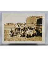 WWII Soldiers Handsome Shirtless Posing with Truck Snapshot Photograph AA25 - £13.28 GBP