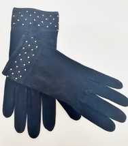 Vtg CABRITO CARPINCHO Argentina Leather Suede Designer Gloves Black 7 1/... - £46.71 GBP