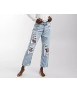Free People Patch Plaid 90s Boyfriend Denim Jeans ( S ) - $149.19 CAD