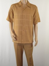 Men MONTIQUE 2pc Walking Leisure Suit Matching Set Short Sleeve 2210 Tan - $33.59+