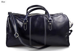Duffle bag genuine leather shoulder bag blue mens ladies travel bag gym bag  - £175.45 GBP