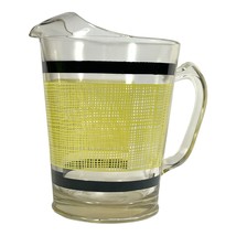 Glass Painted Juice Pitcher, Vintage 1960s Yellow Black Burlap Retro - £13.75 GBP