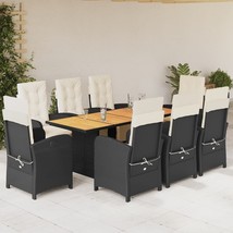 Garden Dining Set Black PE rattan 8-seater Adjustable Footrests - €1.208,69 EUR
