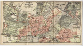 1910 Antique Map Of Vicinity Of Potsdam / Sanssouci Palace / Brandenburg Germany - $25.37