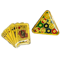 Poker Full Hand Card Hand + Pool Ball Rack 2 Vintage Gambling Enamel Lap... - £26.10 GBP