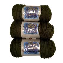 I LOVE THIS YARN! 3 Skeins 130 Dark Olive 355 Yards Dye Lot 08-210 NEW 7 oz - $24.27