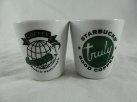 Starbucks Coffee White Espresso Shot Glasses World Renowned & Truly Good Coffee - £14.78 GBP