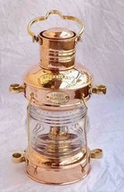 Brass &amp; Copper Leeds Burton ANTIQUE Nautical Maritime Anchor Oil Lamp ~ Lantern - £89.10 GBP