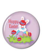6 HOPPY EASTER  RED HAT BUNNY 3" BUTTONS GIFT FAVOR FOR LADIES OF SOCIETY - $6.99