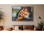 Romantic Rajasthani Couple Captured in Love: Canvas | Oil Painting | 36 X 24 In - $244.30