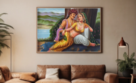 Romantic Rajasthani Couple Captured in Love: Canvas | Oil Painting | 36 ... - £274.47 GBP