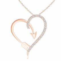 ANGARA Natural Diamond Heart Arrow Pendant Necklace in 14K Gold (GVS2, 0.08 Ctw) - £433.46 GBP