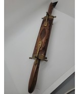 Vintage Knife Carving Set Knife &amp; Fork Hand Carved Wood Sheath - $34.64