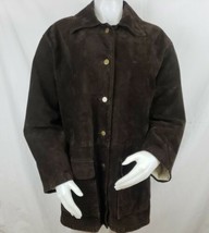 Travelsmith Leather Field Jacket Womens L Dark Brown Barn Coat Washable ... - £43.13 GBP