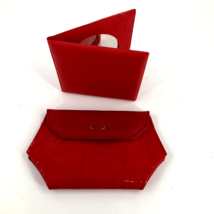 Avon Purse Essentials Cosmetic Case Makeup Pouch Red Leather Trim + Mirror NEW - $10.42