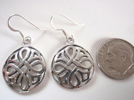 Celtic Design Round 925 Sterling Silver Dangle Earrings - £13.51 GBP